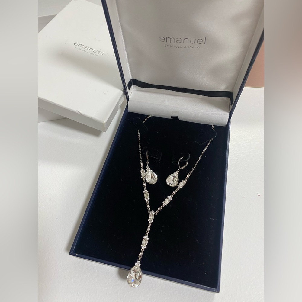 Emanuel Ungaro Silver Necklace and Earring Set